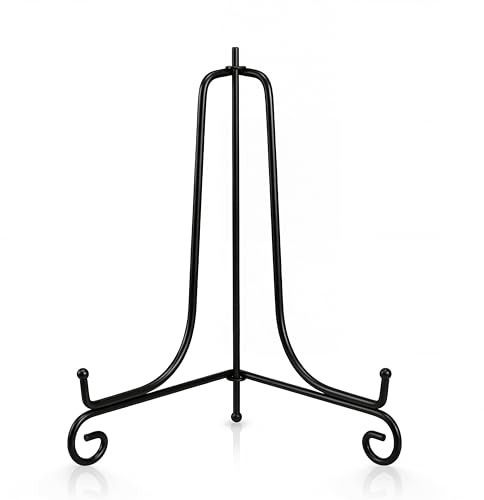 Tincogo 2 Stück Tellerständer Tellerhalter aus Metall - Eisen Staffelei Ständer für große Teller, Ölgemälde, Bilderrahmen, Plaketten - Schwarz - Höhe 17 Zoll (43 cm)