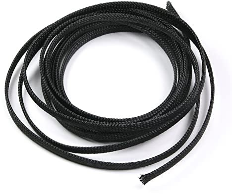 Othmro Cavo in PET intrecciato espandibile guaina per cavi elettrici ad alta temperatura 3 m x 6 mm nero 1 pz