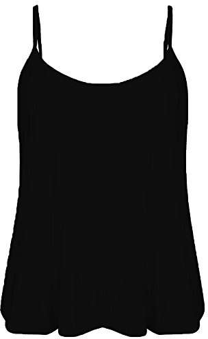 Candid Styles Womens Cami Top Sleeveless Swing Vest Blouse Camisole Strappy Flared Skater Tank T-Shirt 8-26 12-14, Black