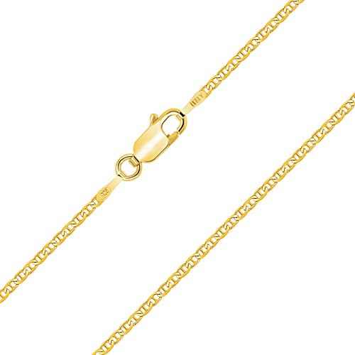 PLANETYS - Chaîne Enfant Bébé Maille Marine Argent 925/1000 Plaqué Or Jaune 18 Carats Largeur 1.8 mm 34 cm