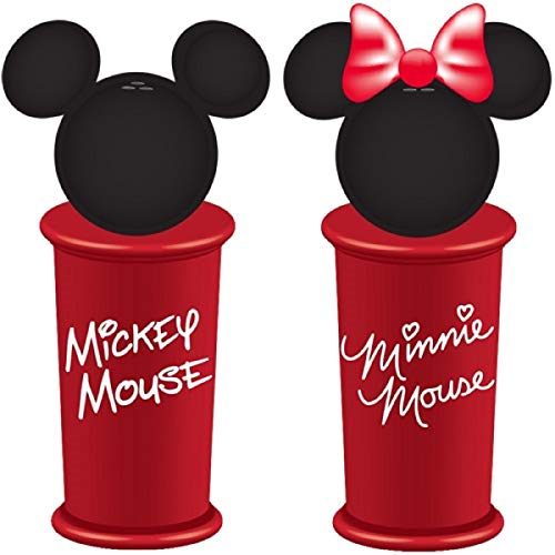 Disney Mickey Minnie Name Salt & Pepper Shakers, Red Black