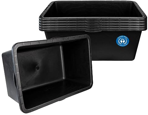 BigDean 5x Mörtelkasten 90 Liter Eckig Miniteich Baueimer - 79 x 49 x 30 cm - Speiswanne Zementwanne Mörtelwanne - Made in Germany - Blauer Engel
