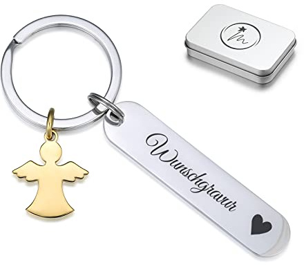 TMT Personalisierte Schlüsselanhänger mit Gravur | Schutzengel Schlüsselanhänger mit Namen | Glücksbringer Auto Schlüsselanhänger personalisiert | Idee Führerschein bestanden Geschenk