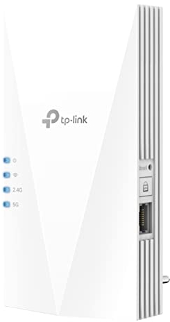 TP-Link RE700X WiFi 6 WLAN Verstärker Repeater AX3000, Dualband 2402MBit/s 5GHz + 574MBit/s 2,4GHz, MU-MIMO, Gigabit Port, empfohlen mit WiFi 6 Router, ideal für Apartments
