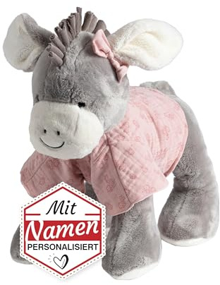 LALALO Sterntaler Kuscheltier mit Namen personalisiert, Emmi Girl Esel Bestickt, Mädchen Plüschtier Stofftier als Geschenk zur Geburt und Taufe, für Baby Kinder