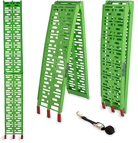 TRUTZHOLM 1 x Auffahrrampe klappbar 228cm Traglast 340 kg Alu 28 cm breit grün gelocht Motorradrampe Verladerampe