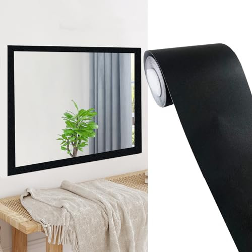 Simplemiuji Schwarze matte Tapetenbordüre, abziehbar, dekorative Bordüre für Badezimmer, Wohnzimmer, Küche, 10,2 cm x 10 m