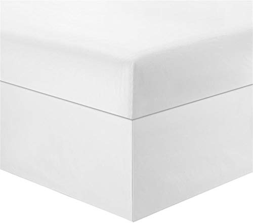 LVTFCO Cache Sommier 140x190 Pure Color Easy Fit Jupe de lit Hôtel Bande élastique sans Lit Enrubannage Autour de la Reine juponnage Double/Full/Reine/King Cache Sommier 160x200 (Color : White, Size
