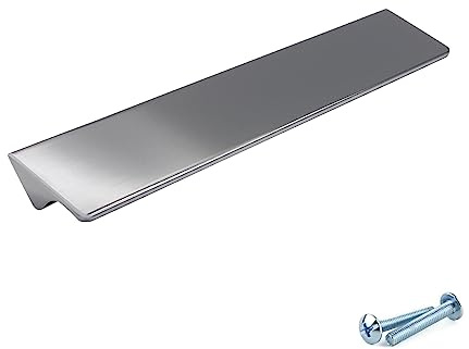 M4TEC Fingerzug-Griffe aus Metall Moderne Küchentürgriffe Schrankzuggriffe Schubladen-Ziehgriffe Schlafzimmer Bad Möbelgriffe. Serie VD8: 128 mm BA Chrom Poliert