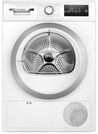 Bosch WTH85223GB Heat Pump Tumble Dryer with 8kg Capacity, AutoDry, A++ Energy Rating, AntiVibration Design, White, Freestanding