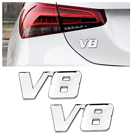 JNNJ 2 Piece Decoración del Coche De Metal Adhesivo De Metal, 3D for La Insignia del Emblema del Coche, Emblema Etiqueta Engomada para Coche, Universal Car Styling Accesorios Decorativos(V8)