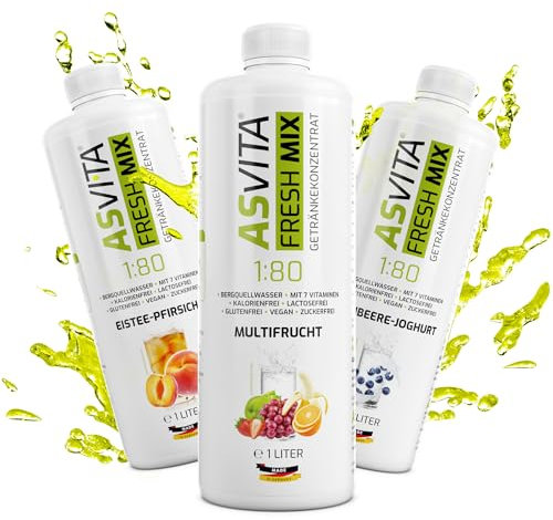 AsVita Getränke Konzentrat Fresh Mix 1:80-1 Liter Sirup Flasche - Getränkesirup ohne Zucker - 26 leckere Konzentrat Geschmacksrichtungen (Kaktus-Feige)