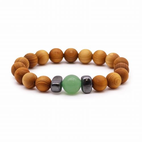 Ancient Wisdom Bracelets en bois de cèdre chakras (chakra racine - jaspe rouge)