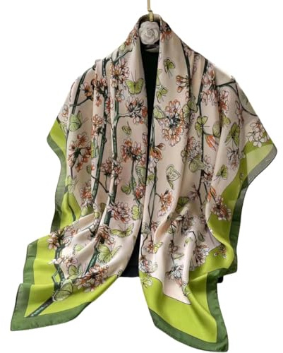 Myneiyi XL 43 Inch Extra Large Square Scarf Fashion Scarves Silk Feeling Hair Scarf Wrapping Scarfs Night Sleeping Headscarf (BA107)