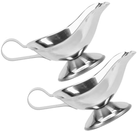 MAGICLULU 2pcs Sauce Jug Handle Stainless Steel Milk Jug Western Food Steak Sauce Cup Milk Pitcher Gravy Boat