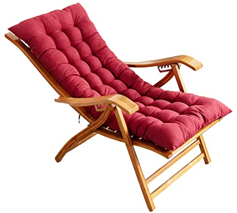 CCYENG Klappbarer Liegestuhl, 5-Fach Verstellbarer Sonnenliegestuhl aus Holz für Garten/Terrasse/Balkon, Loungesessel aus Bambus mit abnehmbarem Kissen, 5 Farben