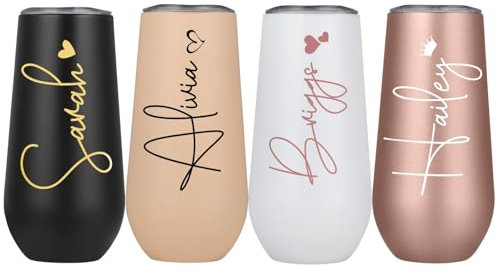 Personalized Bridesmaid Insulated Champagne Tumbler with Lid, Custom Engraved Names Wine Cups Gift, Bachelorette Party and Proposal Gift (1pc)