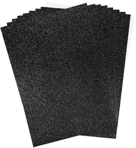 Duoleimi Bastelpapier Glitzer Schwarz 30 Blätter, A4 Schwarzes Metallic Papier mit Perleffekt 250g/m² Perfekt für Scrapbooking und DIY Projekte.