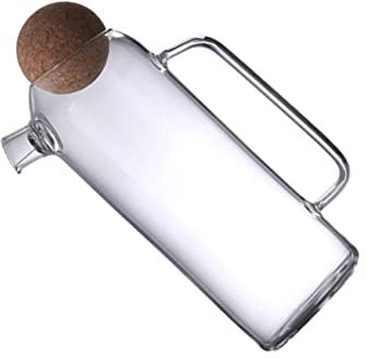 PHENOFICE Tetera De Vidrio Engrosado 1200ml Tapón De Corcho Resistente Al Calor Para Hogar y Oficina Tetera Para Té y Agua Grande Multifuncional