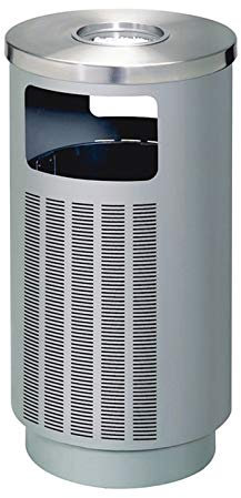 JKJZSALJ Cubos De Basura Grandes De Metal con Apertura Lateral, Cubos De Basura Industriales con Cenicero para Uso Interior, Exterior O Comercial, Blanco, 38 X 75 Cm