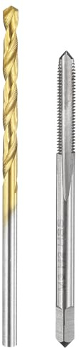 QUARKZMAN Gewindebohrer Set, M3 x 0,5 Metrisches Gerades Flöten Gewindebohrer & 2,5mm Spiralbohrer, Unbeschichtet/Titanbeschichtet HSS 6542 Maschinengewindebohrer Set