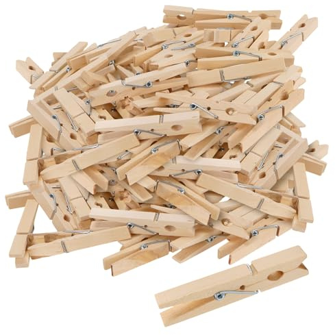 KOHAND 200 Pack Wooden Clothes Pegs, 7.2 cm Birch Wooden Laundry Pegs, Natural Colour Wood Clips for Laundry, Clothes, Towels, Craft, Photos