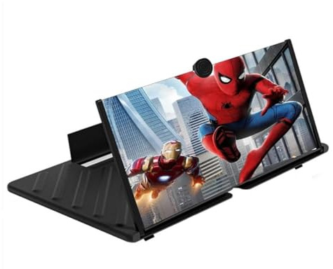 Kopinma 20 Thin Foldable Phone Screen Magnifier, HD Phone Magnification Projector Screen, Phone Amplifier with Folding Stand Holder for All Smartphones, Videos, and Gaming, Black