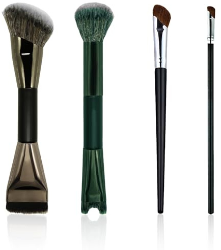 Lot de 4 pinceaux pour le contour du nez, pinceaux de maquillage biseautés pour mettre en valeur et sculpter, fibres synthétiques pour application de fond de teint, crème et poudre.