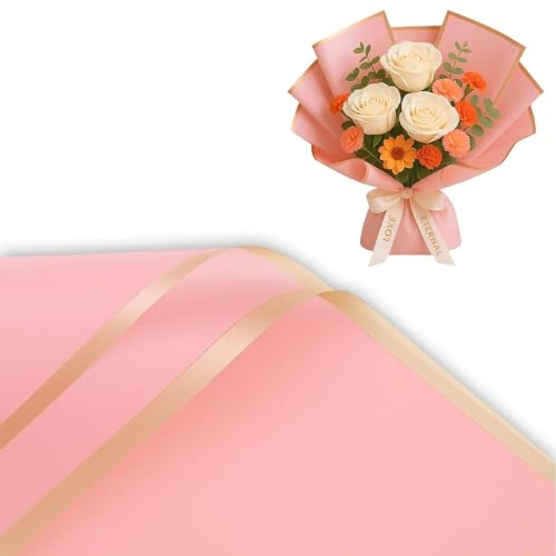 Geschenkpapier Rosa, Blumen Papier 20 Blatt, Rosenfarbenes Geschenkpapier Für Hochzeiten, DIY-Projekte, 58x58cm, Wasserfestes Papier Mit Perlmutt-Effekt, Ideal Für Valentinstagsgeschenke