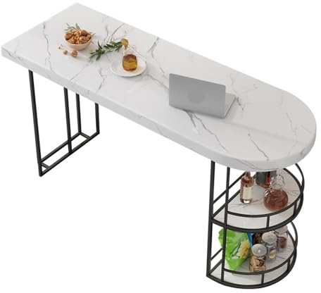 Bartabeller Ljust lyxigt marmorbarbord med dubbel förvaring vardagsrumsdelare ö högt bord Bar Bordets Högbord(Svart,160 * 45 * 100cm)