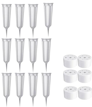 Buhdjfnke Vasi da Cimitero da 12 Pezzi con Punte Vasi Floreali Commemorativi Portafiori per Tomba Cono in Vasi da Terra con Grigi