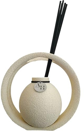 Afilli Homes Raumduft Reed Diffuser „ODORA“ – mit Duftstäbchen & Duft, edler Duftspender & Design Duftvase, nachhaltiger 3D-Druck aus Österreich, luxuriöse Wohnzimmer & Bad Deko (beige, 16 cm)