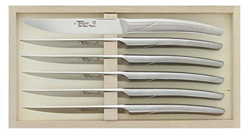 Le thiers 6874 Coffret 6 couteaux table par GOYON-CHAZEAU monobloc 23 cm, forgés à chaud, acier X46CR13, finition brossée.
