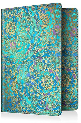 FINTIE Reisepass Impfpass Schutzhülle - Premium Kunstleder Reisepasshülle Travel Organizer mit RFID-Blockier für Kreditkarten, Ausweis, Reisedokumente Damen Herren, Jade