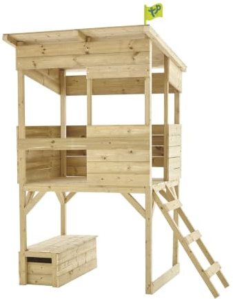 TP Toys Cabane Enfant sur Pilotis avec Coffre de Rangement, Bois FSC®