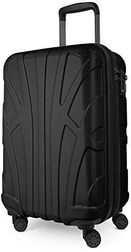 suitline - Handgepäck Bordgepäck Koffer mit Laptoptasche und Erweiterung, Business Trolley, TSA, 55 cm, ca. 38 Liter, 100% ABS matt, Schwarz | ABS-Hartschale · TSA-Zahlenschloss · Laptopfach · 2.4 kg Leichtgewicht · Erweiterbar · 4 Rollen · Austauschbare Ersatzteile