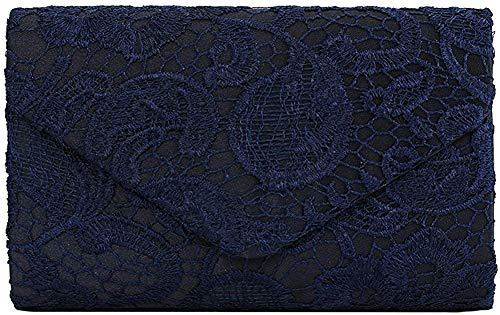 Clutch, Damen-Clutch, Clutch, mit Blumenmuster, Satin-Spitze, Umschlagtasche, elegante Handtasche für Partys und Hochzeitsanlässe