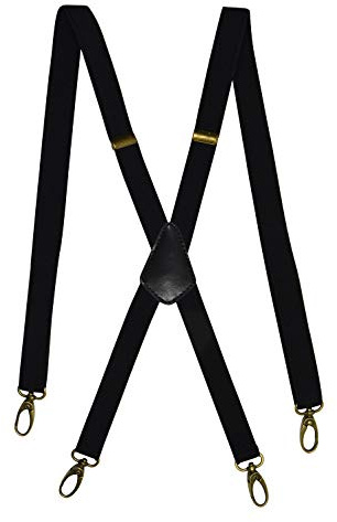 Olata Hosenträger in X-Form, Schmal, mit Messingkarabinern, 20 mm, Schwarz