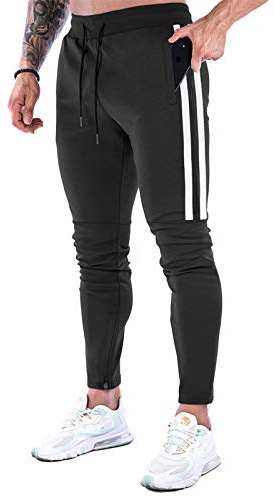 MakingDa Gym Tracksuit Bottoms Men Joggers Sweatpants Slim Fit Stretch Skinny Activewear Trousers