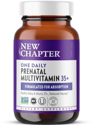 New Chapter Prenatal Vitamins, One Daily Prenatal Multivitamin Enhanced for Age 35+ with Methylfolate + Choline for Healthy Mom & Baby, Gluten Free & Non-GMO- 30 ct