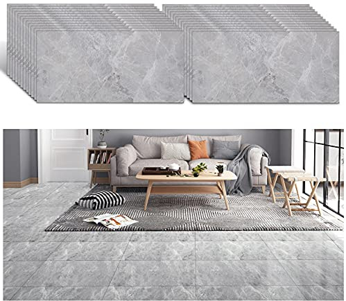 VEELIKE Självhäftande golvplattor betongutseende 24 stycken 60 cm x 30 cm PVC golvbeläggning självhäftande vinylgolv kakeloptik självhäftande kakel badrum golv kök vardagsrum kakeldekaler golv garage