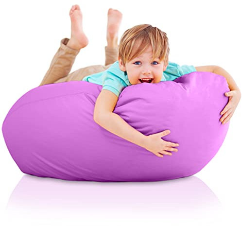 Aiire Pouf Bambini con Imbottitura - Puff Poltrona Sacco per la Cameretta Bimbo - Poltroncina Bimbi Morbida Divano per Decorazioni Camera da Letto Ragazza - Puffo per Sedersi Rosa