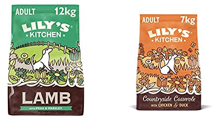 Lily's Kitchen Lamb Shepherd's Pie Natural Grain Free Complete Adult Dry Dog Food (12 kg) & Chicken & Duck Countryside Casserole - Grain Free Adult Dry Dog Food (7 kg)