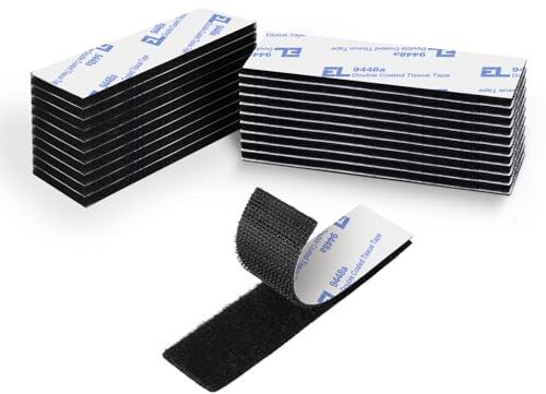 Elover Industrial Strength Sticky Back Fastener, 1 x 4 Inch, Black | 12 Sets, Interlocking Strips Mounting Tape, For Carpet, Couch Cushions, Pedal Board, Nylon Material