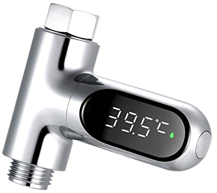 Matybobe Termómetros de baño para bebés, termómetro de Agua Pantalla de Temperatura de Ducha Digital LED 0~100 ℃ Celsius/Fahrenheit Pantalla giratoria de 360 ​​° para el hogar Cocina Baño