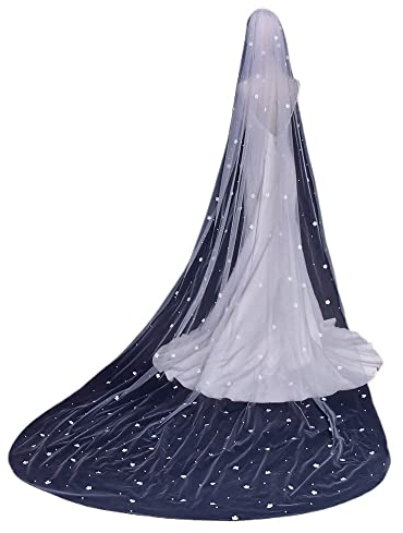 Hochzeit V83 Luxus Brautschleier Perle mit Blumen Hochzeitsschleier Lange mit Kamm 1 Tier Braut Schleier Kurzer Blume Chiffon Schleier (Color : Ivory, Item Length : 200cm)