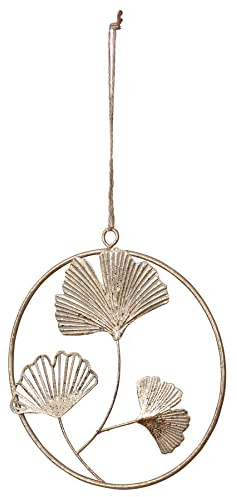 levandeo Ginkgo Anhänger Ø16cm Gold Metall Blatt Wanddeko Wandhänger Dekoration Wandobjekt Wandbild Deko Bild