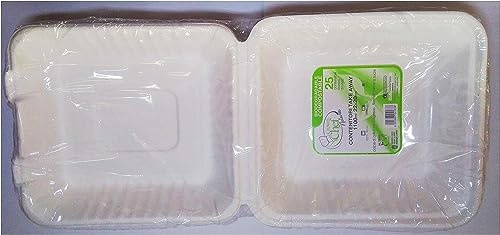 Generico 25 Vaschette Box 1100 ml Take Away Cibo Asporto Biodegradabile Compostabile Bio