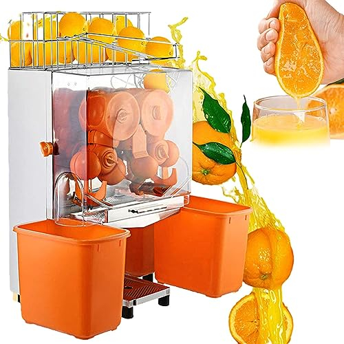 HLGKBY 120W Orange Juice Squeezer, Electric Citrus Juicer with 2 Scrap Box 20pcs/Min Stainless Steel Automatic Extractors Fresh Juice Making Machine, Used in Grocery Stores, Restaurants, Fruit Shops
