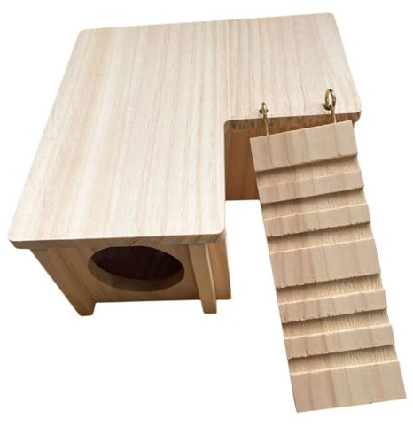 minkissy 1 Ensemble de Maison en Bois Massif pour Hamster, Lapin, clapier, Maison pour Hamster, cabane pour Hamster, cachette en Bois pour Petites bestioles, Jouets pour Lapin, Cochon d'Inde, Cage